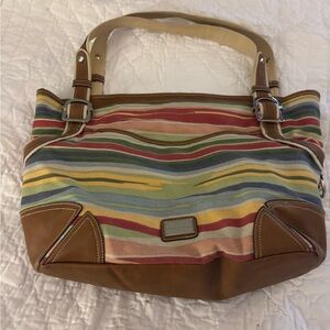 Etienne Aigner Striped Multicolor Large Capacity Tote Bag Beach Bag Diaper Bag